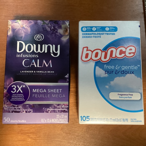 Bounce and Downy Infusions Dryer Sheets 105 sheets and 50 sheets NEW - Picture 1 of 2